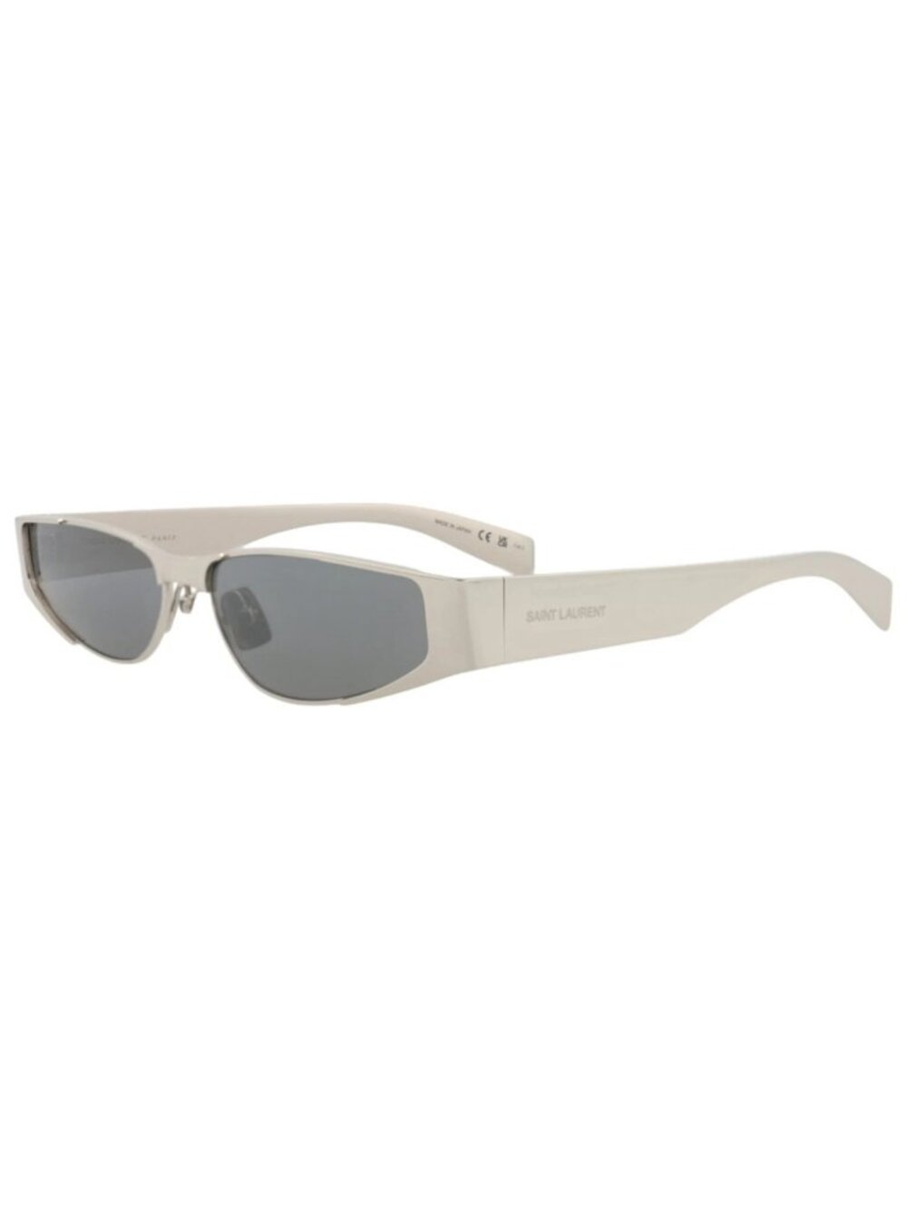 New Saint Laurent Women's Sunglasses Cat Eye Metal Frame Unisex Silver Silver